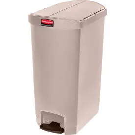 Rubbermaid® Slim Jim® 1883551 Plastic Step On Container, End Step 18 Gallon - Beige 1