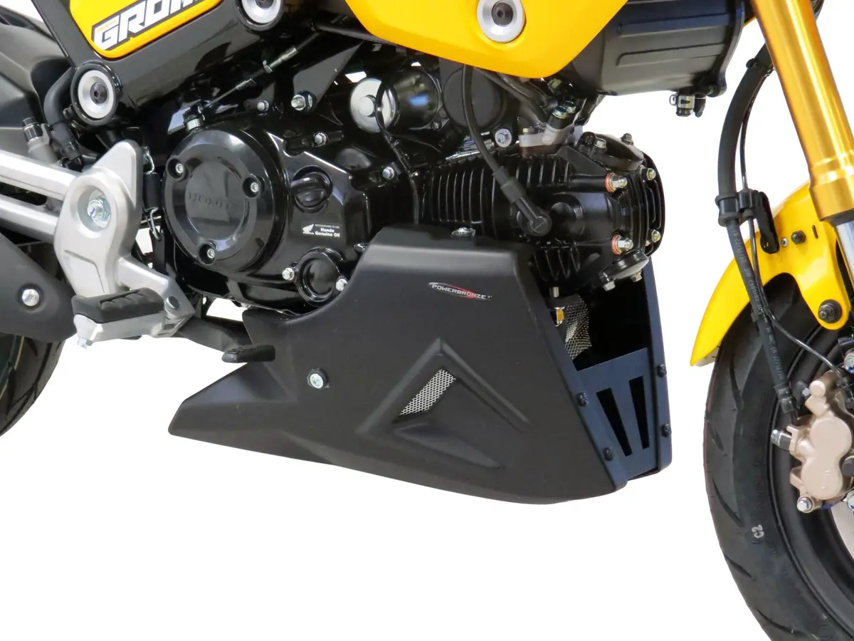 Fits Honda Grom Msx125 2021-2024 Gloss Black & Silver Mesh Belly Pan Powerbronze. 1
