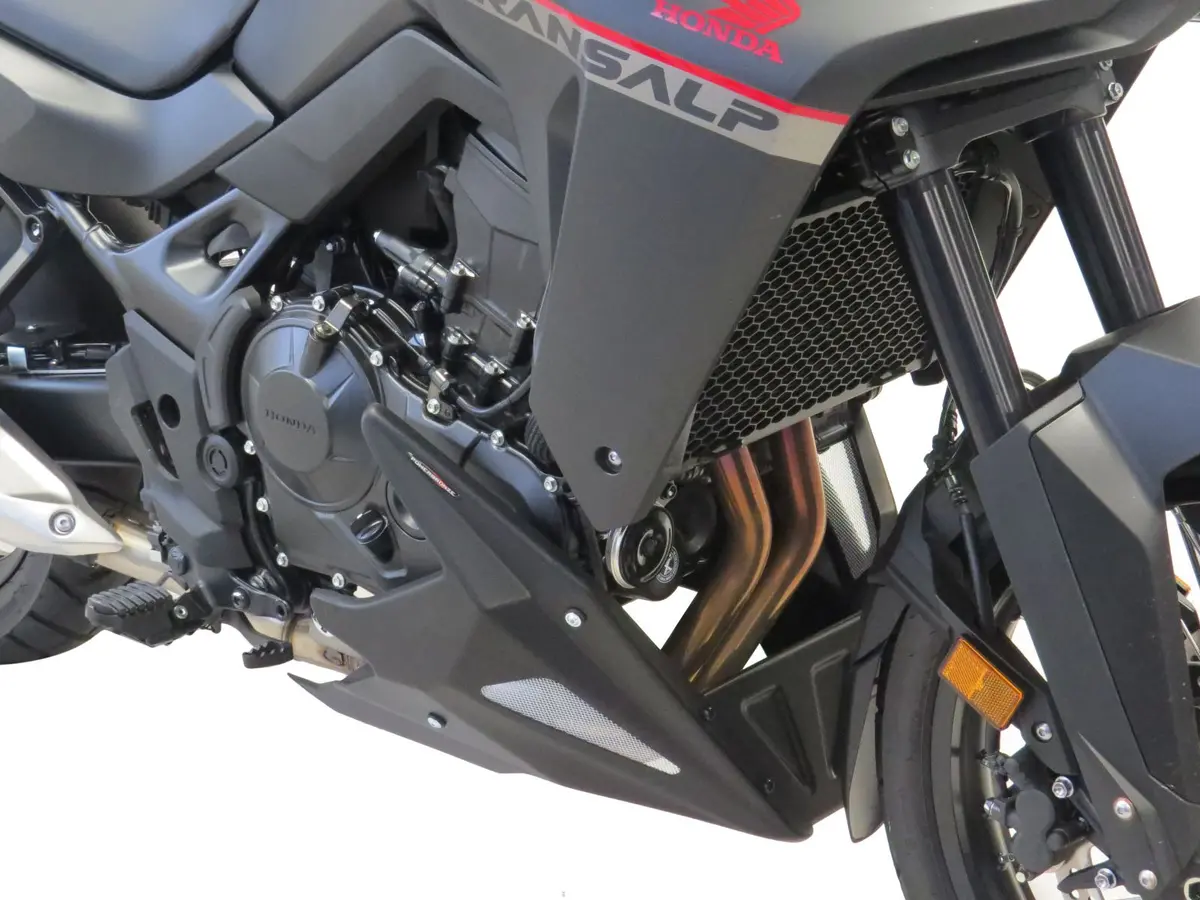 Fits Honda Xl750 Transalp 2023 > Belly Pan Carbon Look & Silver Mesh By Powerbronze... 1