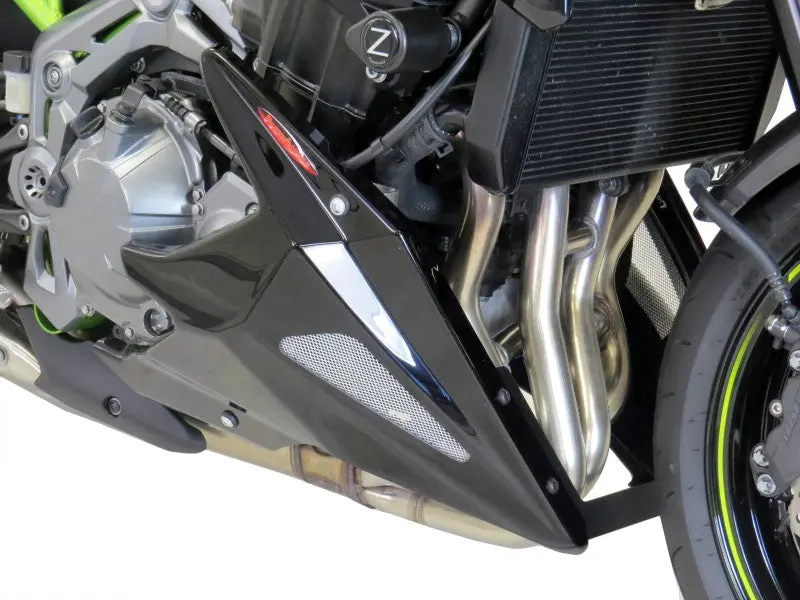Kawasaki Z900   2017-2024  Belly Pan  Gloss Black & Silver Mesh By Powerbronze 1