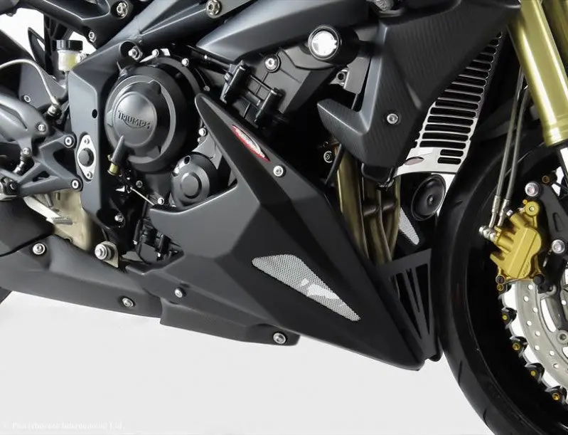 Triumph Street Triple S 17-2021 Belly Pan Gloss Black & Silver Mesh Powerbronze.. 2