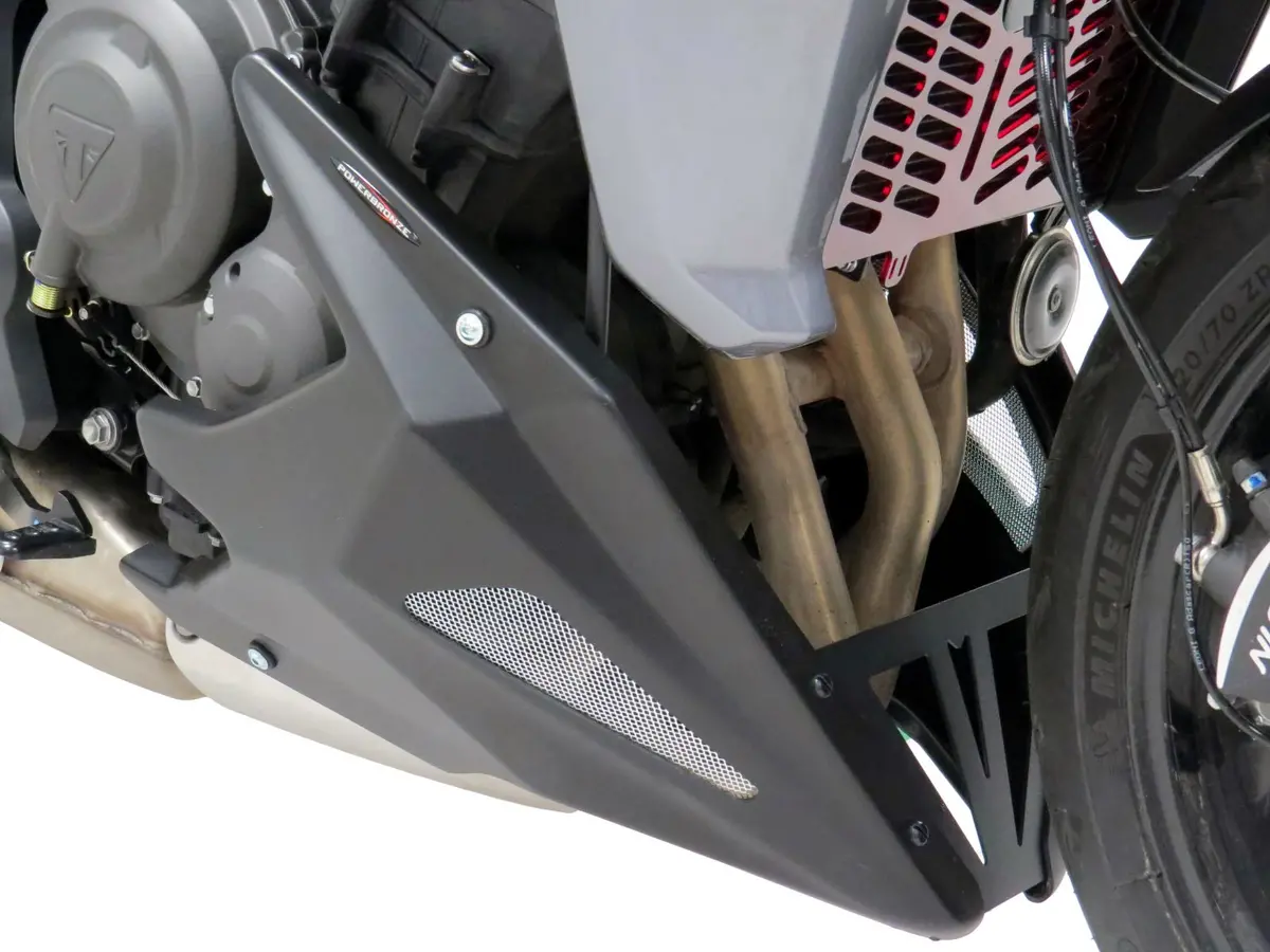 Triumph Tiger Sport 660 22 -2025 Matt Black & Silver Mesh Belly Pan Powerbronze 1