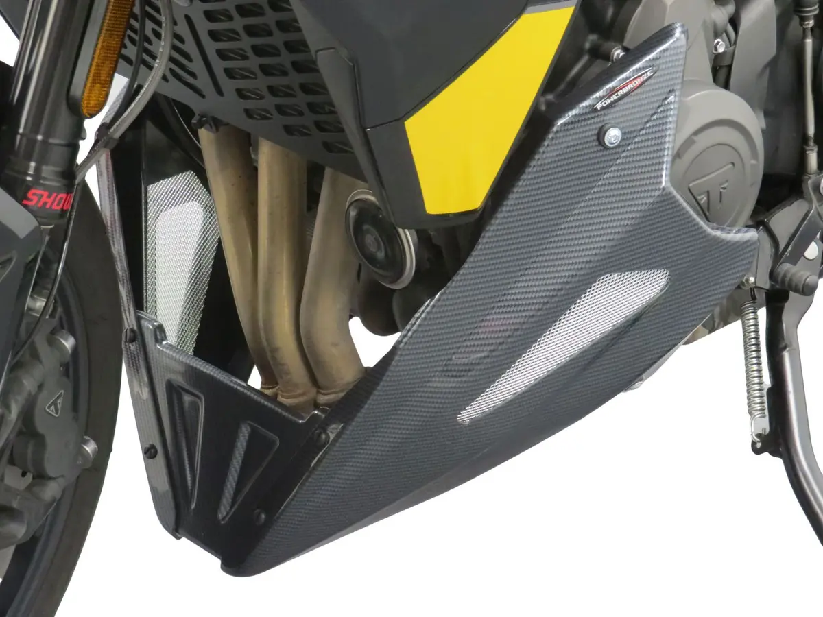 Triumph Tiger Sport 800  25 > Carbon Look & Silver Mesh Belly Pan Powerbronze 1