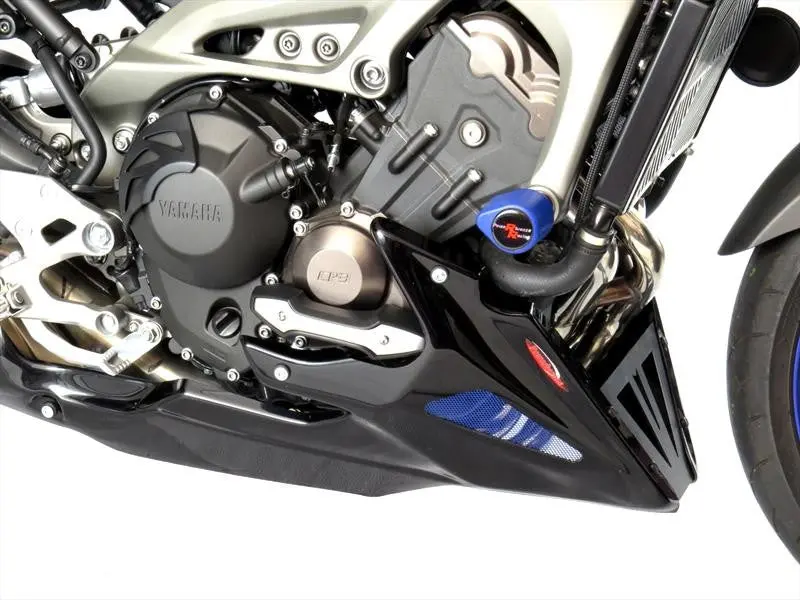 Yamaha Mt-09 Tracer Gt 18-2020(Fits With Yamaha Engine Protectors) Belly Pan Gloss Black & Silver Mesh Powerbronze 1