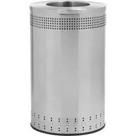 Precision® Stainless Steel Round Open Top Imprinted Trash Can, 45 Gallon 1