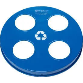 Global Industrial™ Steel Multi-Stream Lid For 36 Gallon Trash Can, Blue W/ Recycle Logos 1