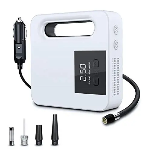 White Digital Tire Air Compressor With Led Light 1
