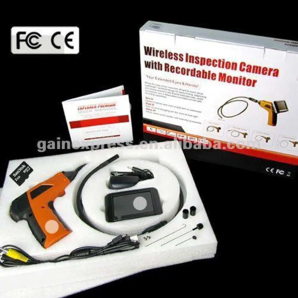8803Al_1M 3.5" Wireless 4 Led Inspection Borescope Waterproof Camera 9Mm Ip67 Endoscope Dvr 1M Cable 2