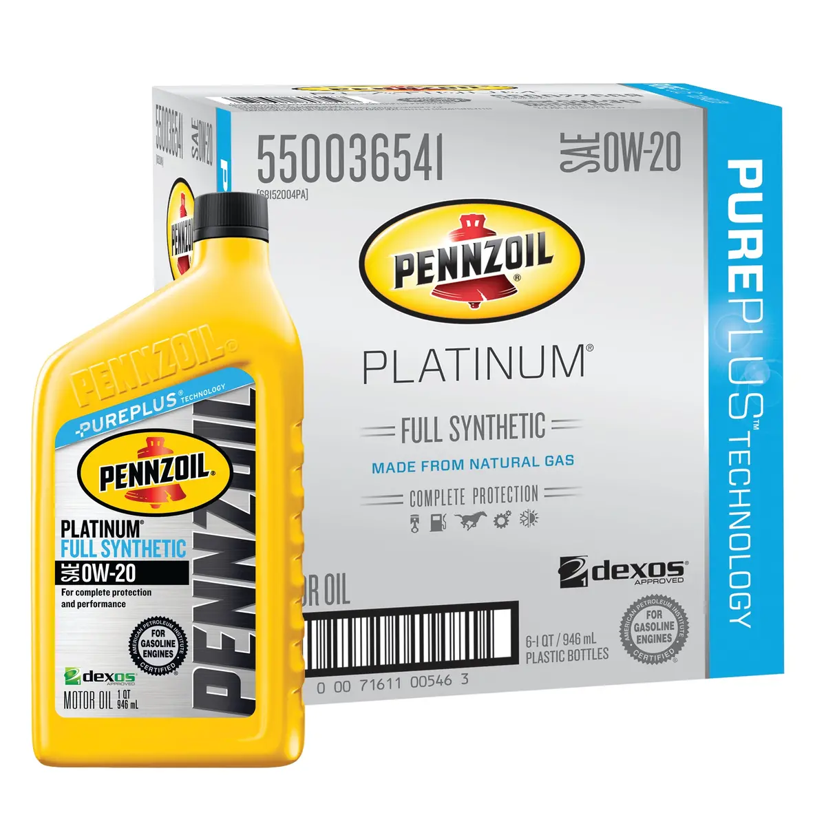 Pennzoil Platinum Sae 0W-20 Full Synthetic Motor Oil - Case Of 6 (1 Qt) 1