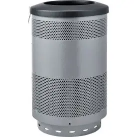 Global Industrial™ Perforated Steel Round Trash Can, 55 Gallon, Gray 1