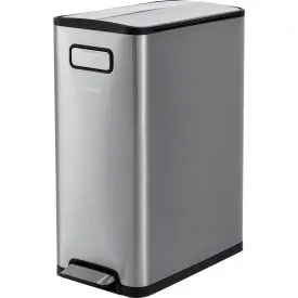 Global Industrial™ Rectangular Step On Trash Can, 12 Gallon, Brushed Stainless Steel 1