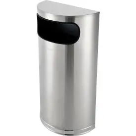 Global Industrial™ Half Round Side Open Trash Can, 9 Gallon, Matte Stainless Steel 1