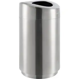 Global Industrial™ Round Curved Open Top Trash Can, 32 Gallon, Satin Stainless Steel 1