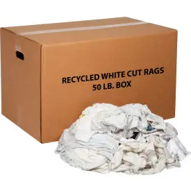 Global Industrial™ Recycled White Cut Rags, 50 Lb. Box 1