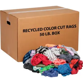 Global Industrial™ Recycled Mixed Color Cut Rags, 50 Lb. Box 1