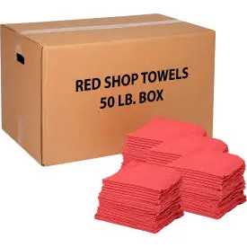 Global Industrial™ 100% Cotton Red Shop Towels, 50 Lb. Box 1
