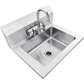 Global Industrial™ Stainless Steel Wall Mount Hand Sink W/Faucet & Strainer, 14"X10"X5" Deep 1