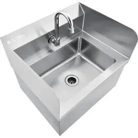 Global Industrial™ Stainless Steel Hands Free Wall Mount Sink W/Faucet & Splash Guards 1