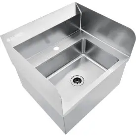 Global Industrial™ Stainless Steel Hands Free Wall Mount Sink W/Splash Guards, 14"X10"X5" Deep 1