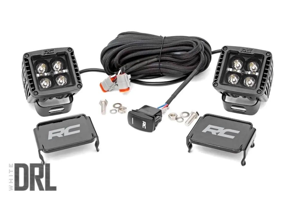 2 Inch Square Cree Led Lights Pair Black Series W/Cool White Drl Rough Country 1