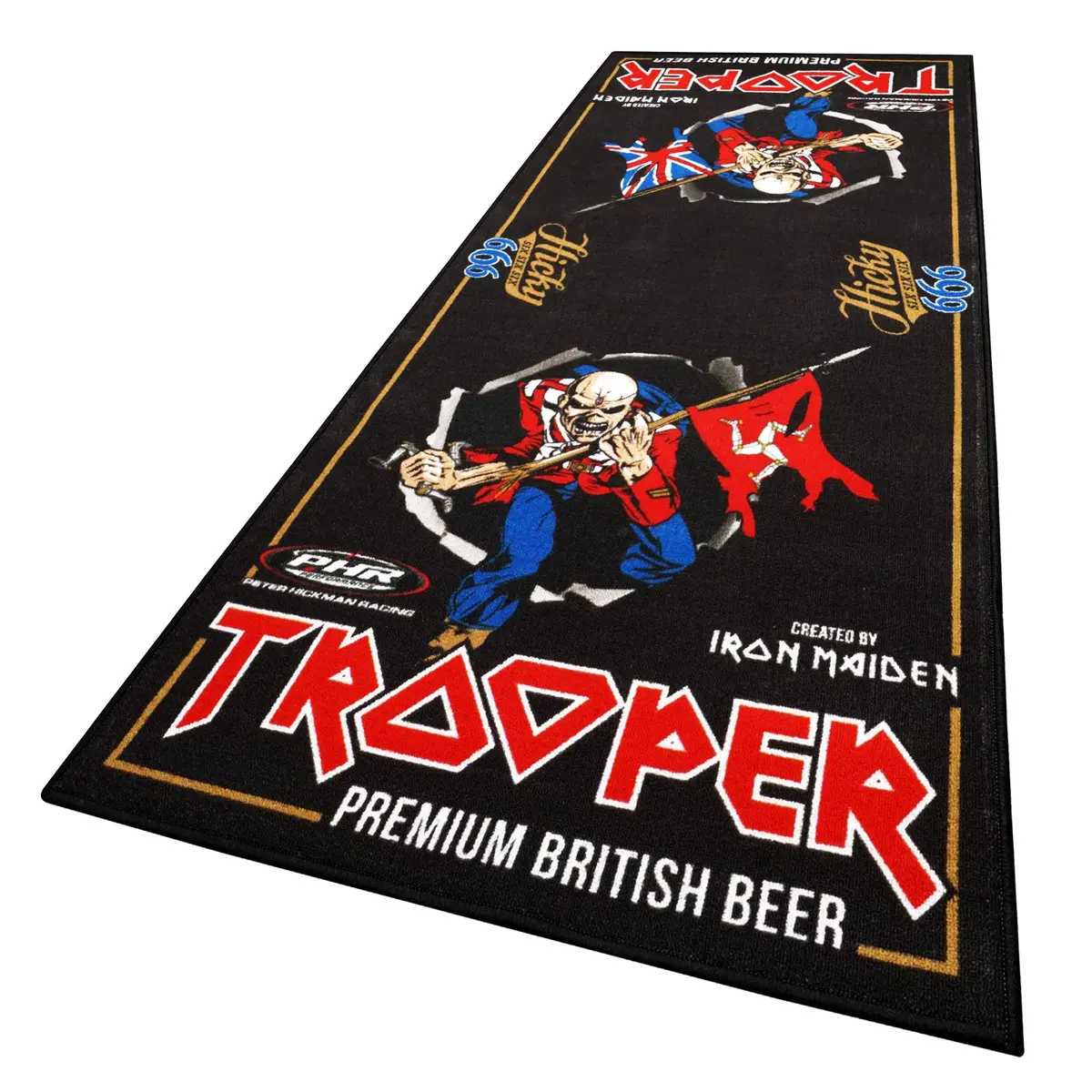 Ltd Edition Iron Maiden Trooper Motorcycle Xl Garage Mat 240 X 100 Cm Rubber Backing 1