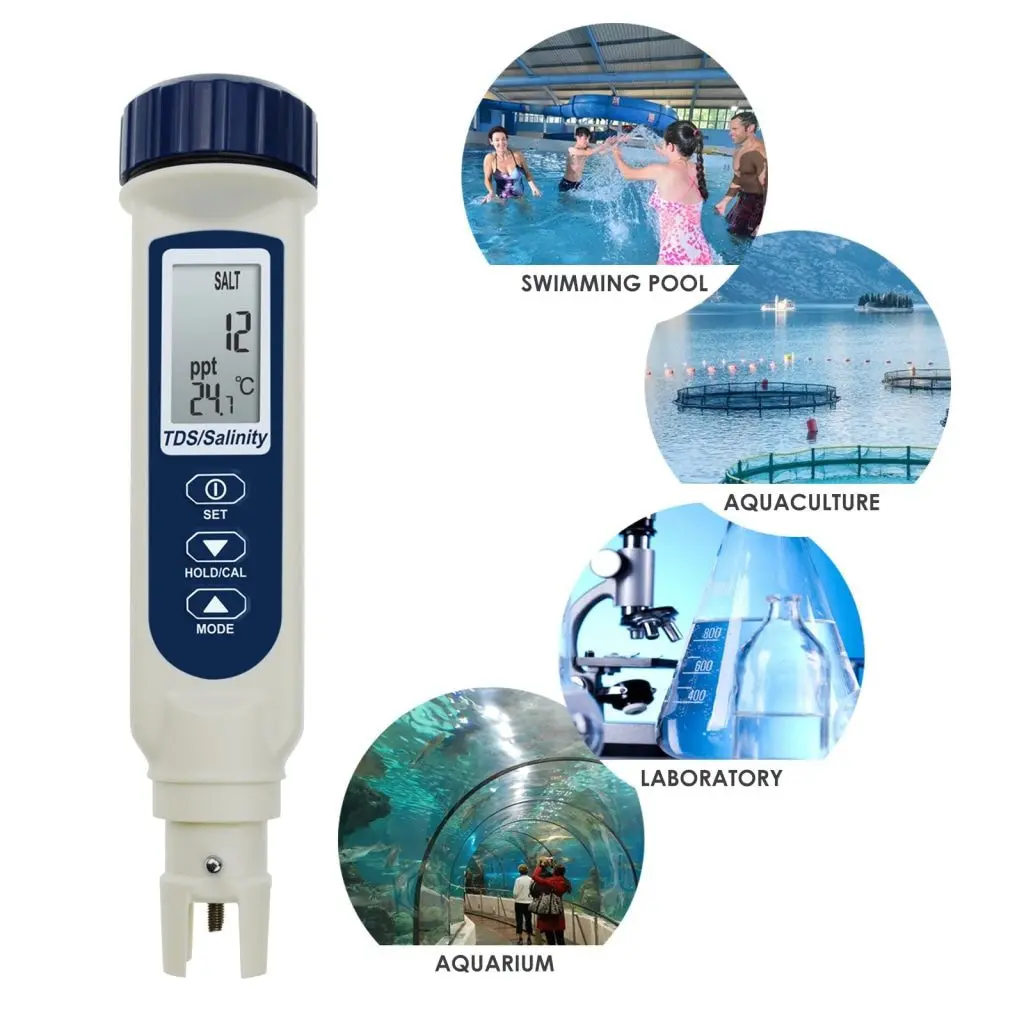 837-3 Pentype Tds / Salinity / Temperature Tester Water Quality Meter Atc Multiple Units (Ppt, Ppm, S.G., %, °C, °F) Digital Tool For Saltwater Monitoring & Testing Ip65 Waterproof Housing 2