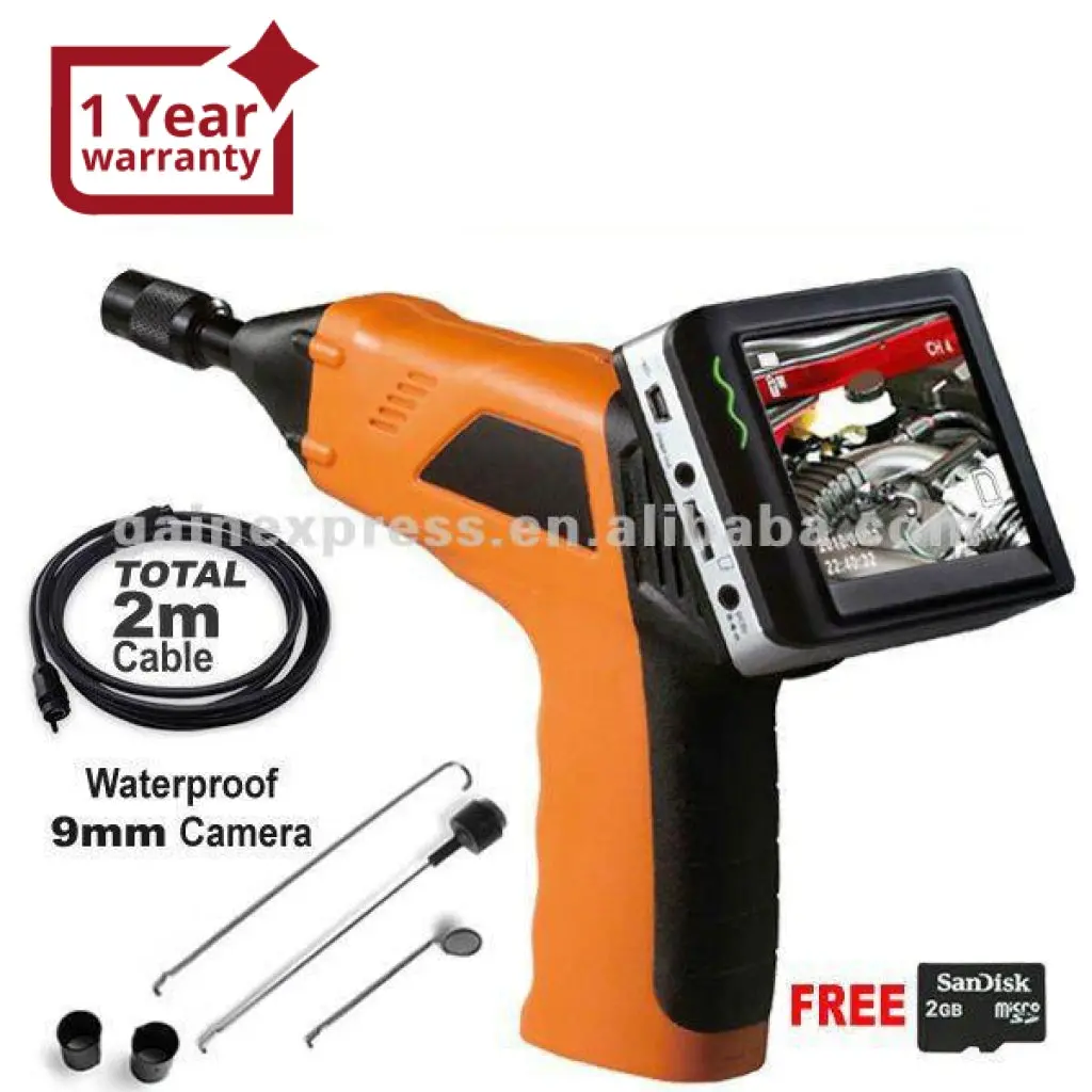 8803Al_2M 3.5" Wireless/Wired Inspection Borescope Waterproof Camera 9Mm Flexible Tube Endoscope + 2M Cable 1