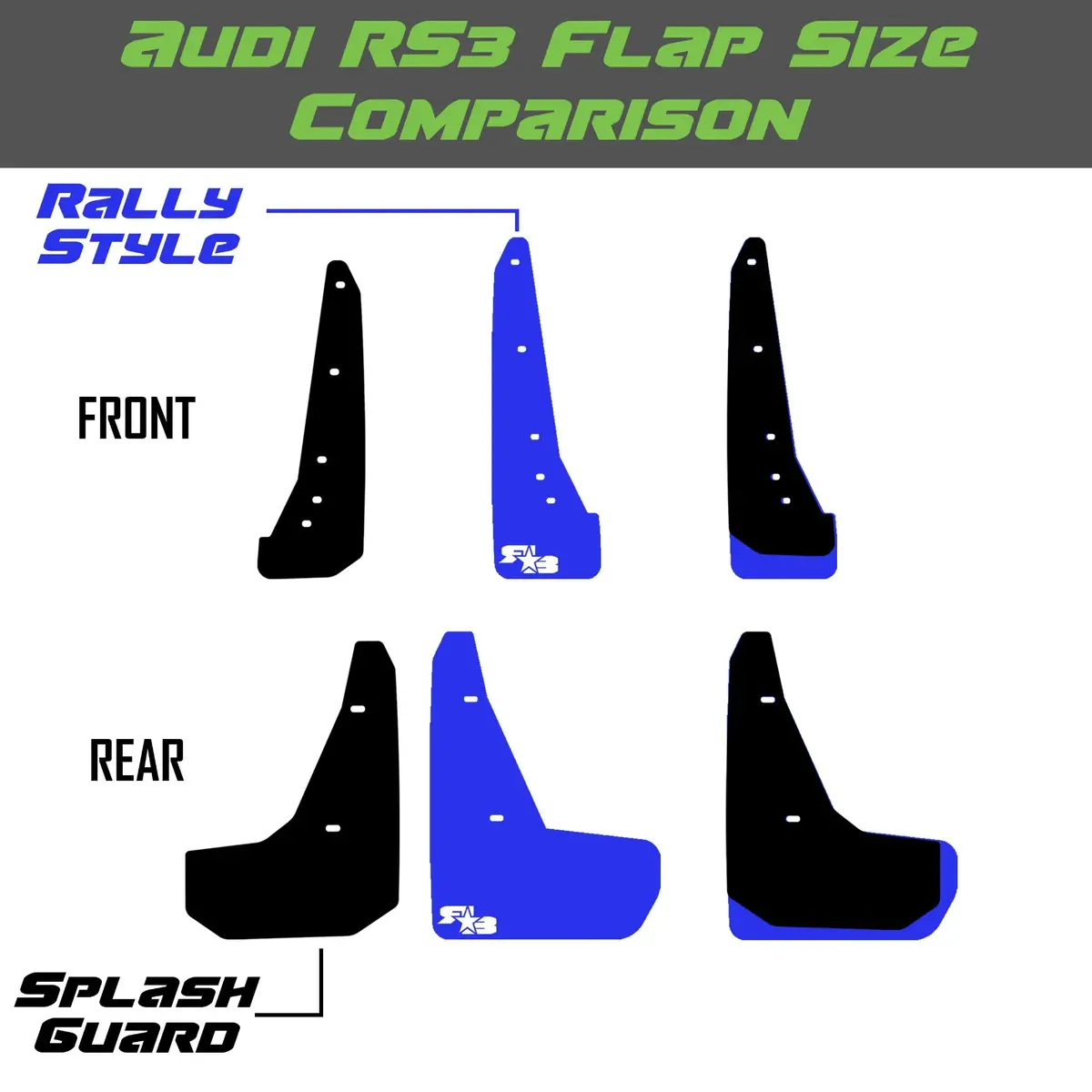 Audi A3/S3/Rs3 Sedan 2013-2020 Splash Guards & Rally Mud Flaps 3