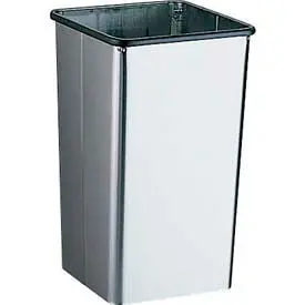 Bobrick® Stainless Steel Open Top Trash Can, 21 Gallon 1