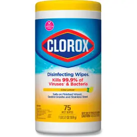 Clorox® Disinfecting Wipes, Crisp Lemon Scent, 75 Wipes/Canister, 6 Canister/Carton 1