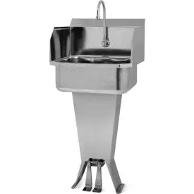 Sani-Lav® 503L Floor Mount Sink With Double Foot Pedal Valve And Side Splash Guards 1