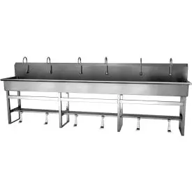 Sani-Lav® 512F1 6-Person Floor Mount Wash Station With Single Foot Pedal Valves 1