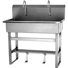 Sani-Lav® 54F1 2-Person Floor Mount Wash Station W/Single Foot Pedal Valves 1