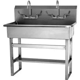 Sani-Lav® 54Ffl-0.5 2-Person Floor Mount Wash Station With Faucets, Low-Flow 0.5 Gpm 1