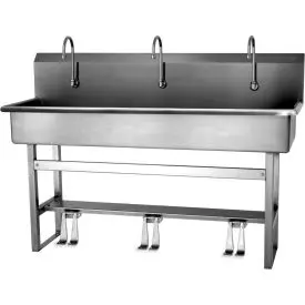 Sani-Lav® 56Fsl-0.5 3-Person Floor Mount Wash-Station, Double Foot Pedal Valves, 0.5 Gpm 1