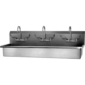 Sani-Lav® 56Wfl-0.5 3-Person Wall Mount Wash Station With Faucets, Low-Flow 0.50 Gpm 1