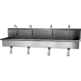 Sani-Lav® 58W1 4-Person Wall Mount Wash Station With Single Knee Pedal Valves 1