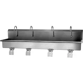 Sani-Lav® 58Wsl-0.5 4-Person Wall Mount Wash-Station With Double Knee Pedal Valves, 0.5 Gpm 1