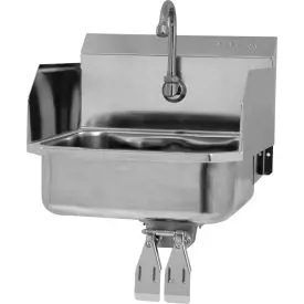Sani-Lav® 607D-0.5 Wall Mount Sink, Double Knee Pedal Valve And Side Splash Guards 1