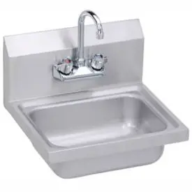 Elkay® Sehs-17X Wall Hand Sink W/ Gooseneck Faucet & Basket Strainer, 17X15-In 1