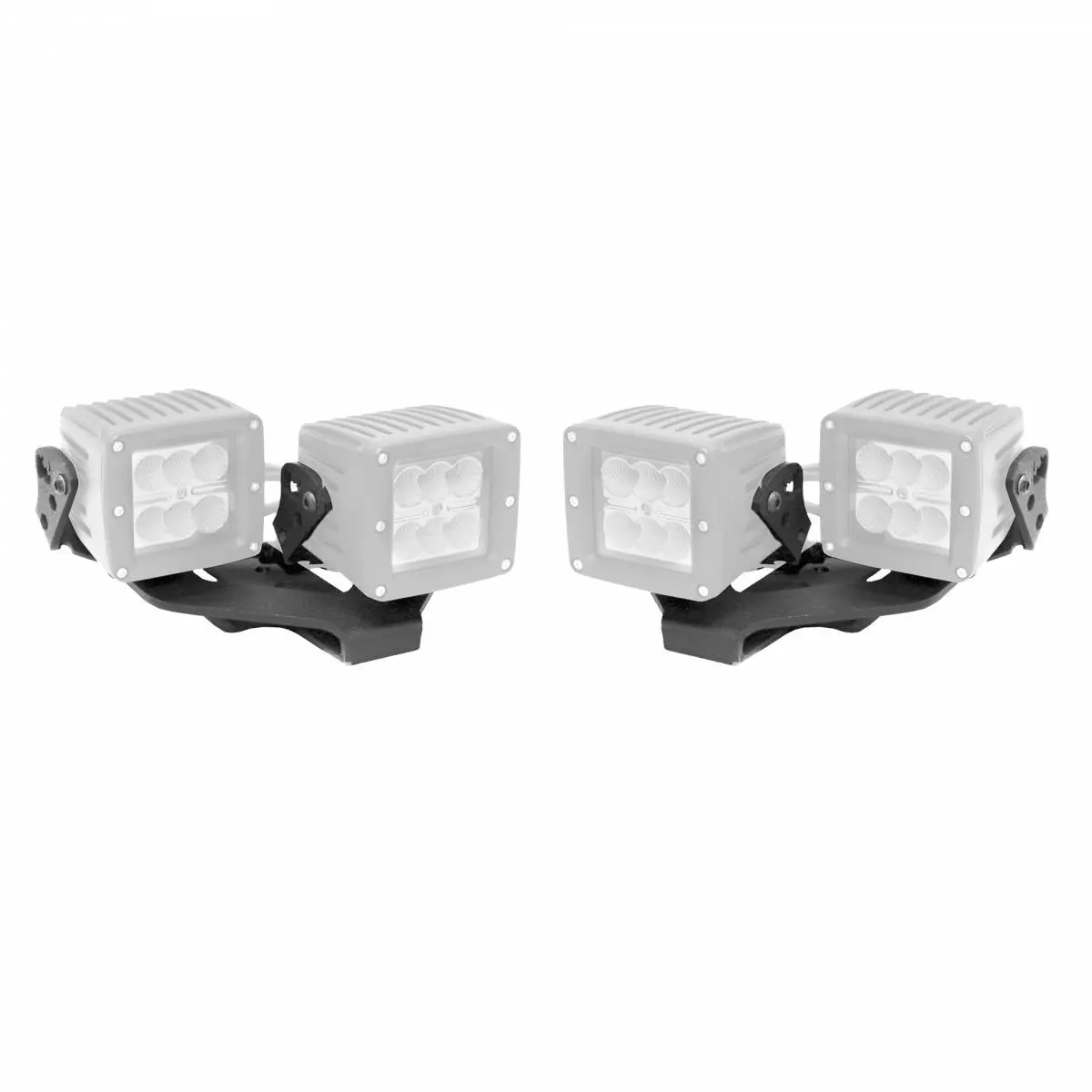 Center Hood Light Mounts For Jeep Jl/Jt - Dual 3X3 Cubes Offset 1