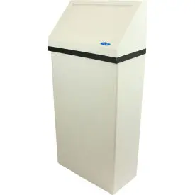 Frost Steel Wall Mount Trash Can W/Spring Load Lid, 11 Gallon, White 1