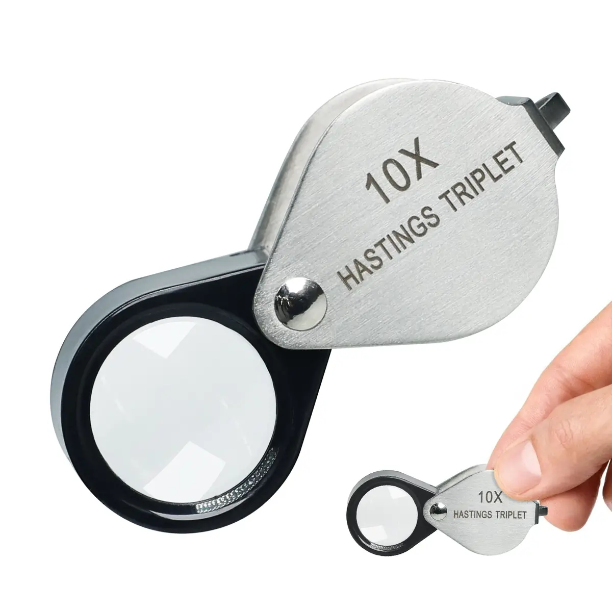 Gem-394 10X Magnification Mini Jewelry Loupe High-Quality Hasting Loupe With Optical Glass Triplet Lens, Stainless Steel Body, And Foldaway Pocket Design – Ideal For Stamp & Coin Enthusiasts, Watch Repair, And Hobby Mechanics 1