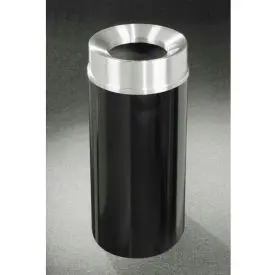 Glaro Steel Round Trash Can W/Funnel Top, 12 Gallon, Satin Black/Aluminum Lid 1
