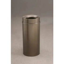 Glaro Steel Round Trash Can W/Funnel Lid, 12 Gallon, Bronze Vein 1