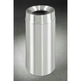 Glaro Steel Round Trash Can W/Funnel Lid, 16 Gallon, Satin Aluminum 1