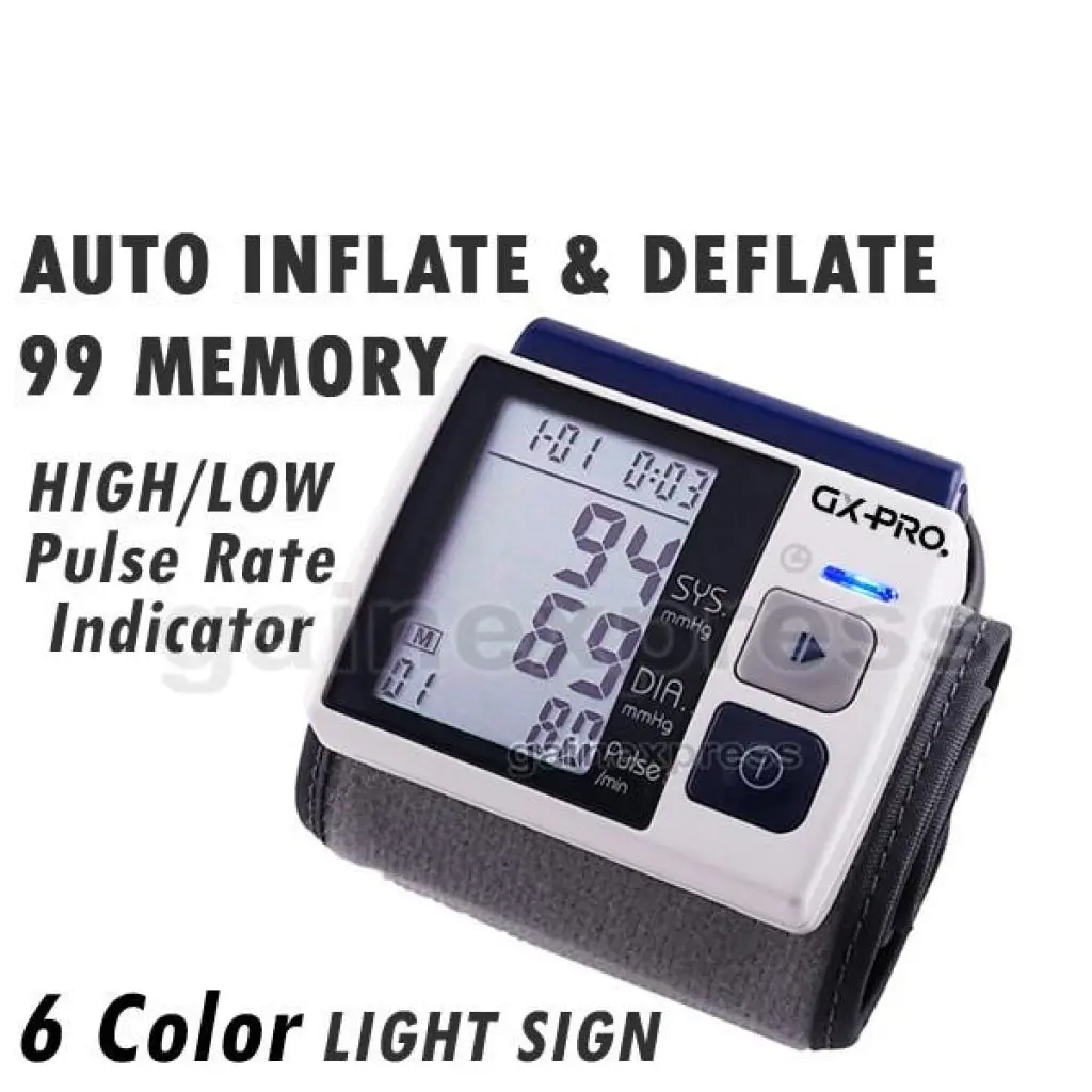 Gw-20 Fully Automatic Wrist Blood Pressure Monitor 99 Memory Pulse Bpm 1