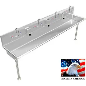 Bsm Inc. Stainless Steel Sink, 4 User W/Manual Faucets, Straight Legs 80" L X 20" W X 8" D 1