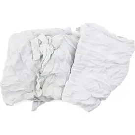 Reclaimed T-Shirt Knit Rags, White, 10 Lbs. - 340-10 1