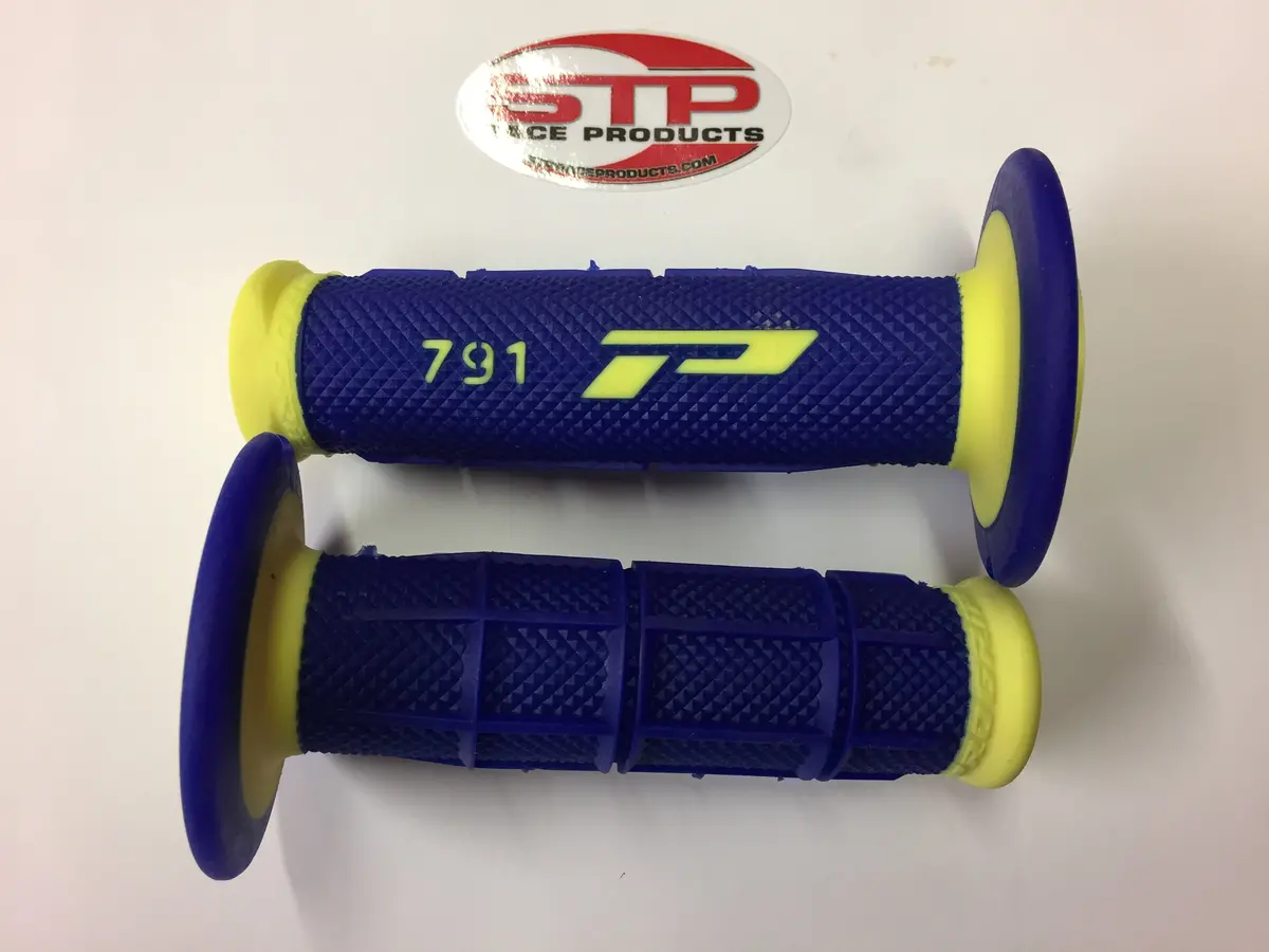 Progrip Soft Touch 791 Yellow Blue Mx Off Road Grips Dual Density 115Mm. 1